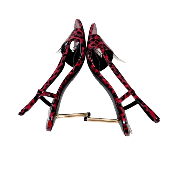 Stella Luna Red Leopard Print Gold Stiletto Heels - Picture 4 of 7